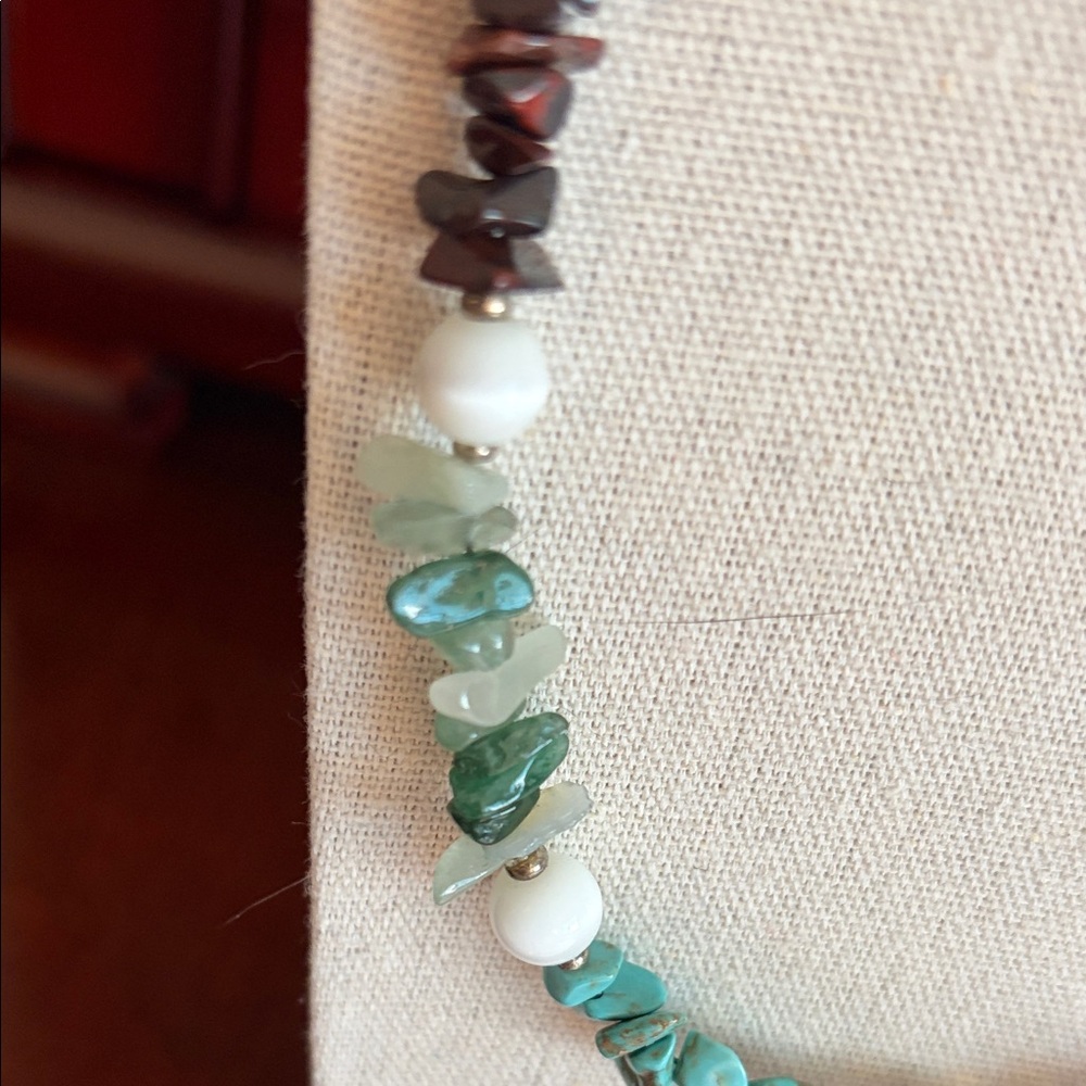Stone Chip and Cats Eye Glass Bead Necklace #404 - Picture 6 of 6